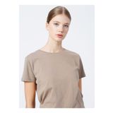 Fabrika 5003327954 TENGIZ Bej Bisiklet Yaka Basic Düz Kadın T-Shirt