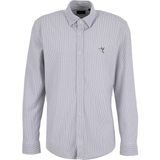 Fabrika Açık Gri Erkek Slim Fit Çizgili Gömlek F6WM-GML 2203 - 2XL - Beyaz - Kahverengi