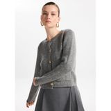 Fabrika Basic Ajurlu Hırka Gri Melanj, M, 5003273398, Gri Melanj, Kadın