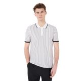 Fabrika Basic Çizgili Polo Yaka Kazak, L, 5003228441, Beyaz, Erkek