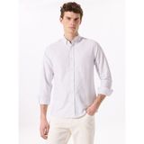 Fabrika Basic Düğmeli Yaka Çizgili Lacivert Erkek Gömlek Maydos 501 - 2XL