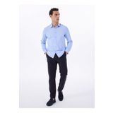 Fabrika Basic Gömlek Yaka Armürlü Mavi Erkek Gömlek MAYDOS 502