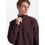 Fabrika Bato Yaka Düz Erkek Sweatshırt Fc4Wm-Swt 2233., Kahve, S