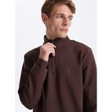Fabrika Bato Yaka Düz Erkek Sweatshırt Fc4Wm-Swt 2233., Kahve, Xl