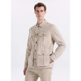Fabrika Bej Erkek Deri Ceket F6SM-CKT 2643 - 2XL