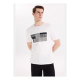 Fabrika Beyaz Erkek Bisiklet Yaka Relaxed Fit Baskılı T-Shirt F6SM-TST 2010