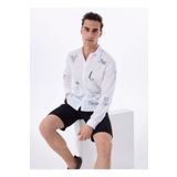Fabrika Beyaz Erkek Regular Fit Nakışlı %100 Keten Gömlek F5SM-GML 2737