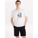 Fabrika Beyaz Erkek Relaxed Baskılı T-Shirt F6SM-TST 2614 - Kırık Beyaz - XL