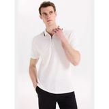 Fabrika Beyaz Erkek Slim Fit Jakarlı Polo T-Shirt F6SM-TST 2057 - Kırık Beyaz - 2XL