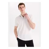 Fabrika Beyaz Erkek Slim Fit Jakarlı Polo T-Shirt F6SM-TST 2057