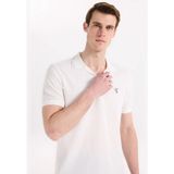 Fabrika Beyaz Erkek Slim Fit Jakarlı Polo T-Shirt F6SM-TST 2068