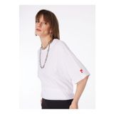 Fabrika Beyaz Kadın Bisiklet Yaka Oversize T-shirt Dantıta