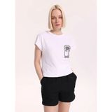Fabrika Beyaz Kadın Regular Fit Baskılı T-Shirt F6SL-TST0297 - M