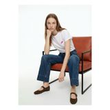 Fabrika Beyaz Kadın Regular Fit Nakışlı T-Shirt F6SL-TST0276
