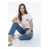 Fabrika Beyaz Kadın Regular Fit Nakışlı T-Shirt F6SL-TST0278