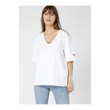 Fabrika Beyaz Kadın V Yaka Oversize T-Shirt TALITA