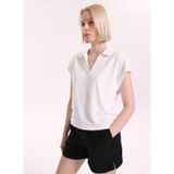 Fabrika Beyaz Loose Fit Polo T-Shirt, S, 5003327984, Kırık Beyaz, Kadın