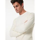 Fabrika Bisiklet Yaka Basic Jakarlı Ekru Erkek Kazak F4WM-KZK 2510 - XL
