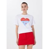 Fabrika Bisiklet Yaka Baskılı Beyaz Kadın T-Shirt F5SL-TST0426 - XL