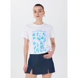 Fabrika Bisiklet Yaka Baskılı Beyaz Kadın T-Shirt F5SL-TST0429 - XL