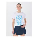 Fabrika Bisiklet Yaka Baskılı Beyaz Kadın T-Shirt F5SL-TST0429