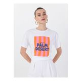 Fabrika Bisiklet Yaka Baskılı Beyaz Kadın T-Shirt F5SL-TST0437