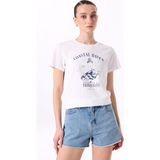 Fabrika Bisiklet Yaka Baskılı Beyaz Kadın T-Shirt F5SL-TST0444 - M