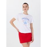 Fabrika Bisiklet Yaka Baskılı Beyaz Kadın T-Shirt F5SL-TST0466 - M