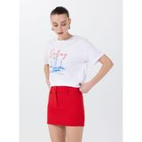 Fabrika Bisiklet Yaka Baskılı Beyaz Kadın T-Shirt F5SL-TST0467 - M