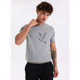 Fabrika Bisiklet Yaka Baskılı Gri Melanj T-Shirt, S, 5003276946, Gri Melanj, Erkek