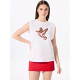 Fabrika Bisiklet Yaka Baskılı Kırık Beyaz Kadın T-Shirt F5SL-TST0371-1 - M