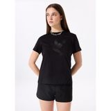 Fabrika Bisiklet Yaka Baskılı Siyah Kadın T-Shirt F5SL-TST0379
