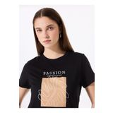 Fabrika Bisiklet Yaka Baskılı Siyah Kadın T-Shirt F5SL-TST0453