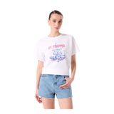Fabrika Bisiklet Yaka Baskılı T-Shirt, L, 5003224289, Beyaz, Kadın