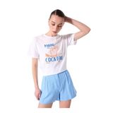 Fabrika Bisiklet Yaka Baskılı T-Shirt, M, 5003224317, Beyaz, Kadın