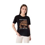 Fabrika Bisiklet Yaka Baskılı T-Shirt, M, 5003224328, Siyah, Kadın