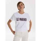 Fabrika Bisiklet Yaka Baskılı T-Shirt, M, 5003273363, Beyaz, Kadın