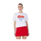Fabrika Bisiklet Yaka Baskılı T-Shirt, XL, 5003224267, Beyaz, Kadın