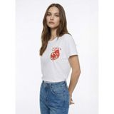 Fabrika Bisiklet Yaka Baskılı T-Shirt, XL, 5003327815, Beyaz, Kadın