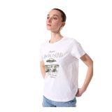 Fabrika Bisiklet Yaka Baskılı T-Shirt, XS, 5003224323, Beyaz, Kadın