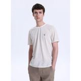 Fabrika Bisiklet Yaka Çizgili Bej Erkek T-Shirt F6SM-TST 2101 - 2XL