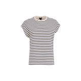 Fabrika Bisiklet Yaka Çizgili Ekru-Lacivert T-Shirt, M, 5003224023, Ekru - Lacivert, Kadın