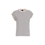 Fabrika Bisiklet Yaka Çizgili Ekru-Lacivert T-Shirt, S, 5003224023, Ekru - Lacivert, Kadın