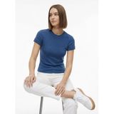 Fabrika Bisiklet Yaka Düz İndigo Melanj T-Shirt, M, 5003336244, İndigo Melanj, Kadın
