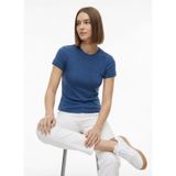 Fabrika Bisiklet Yaka Düz İndigo Melanj T-Shirt, XL, 5003336244, İndigo Melanj, Kadın