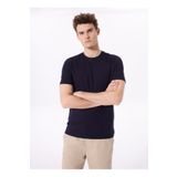 Fabrika Bisiklet Yaka Düz Lacivert Erkek T-Shirt F5SM-TST 2778