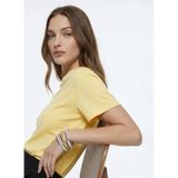 Fabrika Bisiklet Yaka Düz T-Shirt, L, 5003328021, Sarı, Kadın