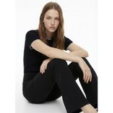 Fabrika Bisiklet Yaka Düz T-Shirt, L, 5003338513, Siyah, Kadın