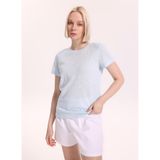 Fabrika Bisiklet Yaka Düz T-Shirt, M, 5003327818, Mavi, Kadın