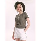 Fabrika Bisiklet Yaka Düz T-Shirt, XS, 5003327850, Haki, Kadın